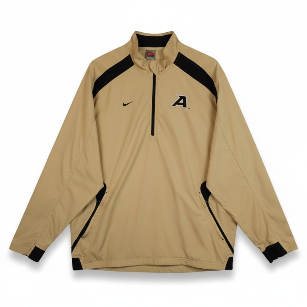 Vintage Army Black Knights Windbreaker Men L Beige Nike Fit Storm 1/4 Zip Jacket